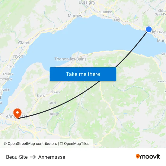 Beau-Site to Annemasse map