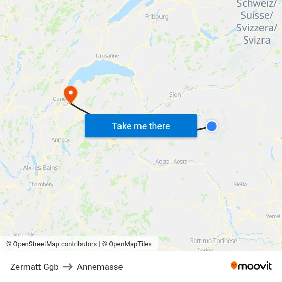 Zermatt Ggb to Annemasse map