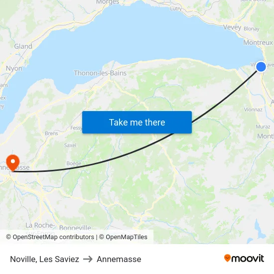 Noville, Les Saviez to Annemasse map