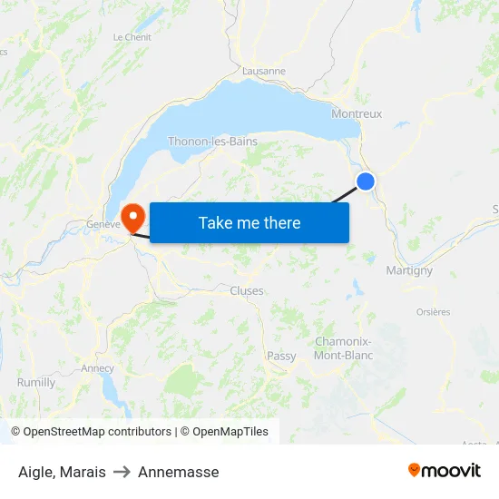 Aigle, Marais to Annemasse map