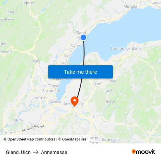 Gland, Uicn to Annemasse map