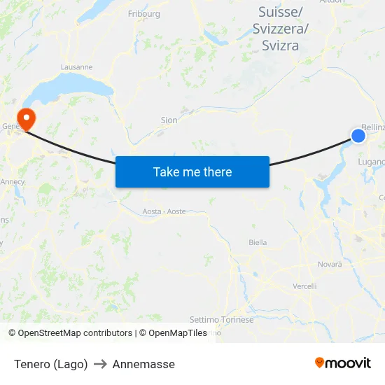Tenero (Lago) to Annemasse map