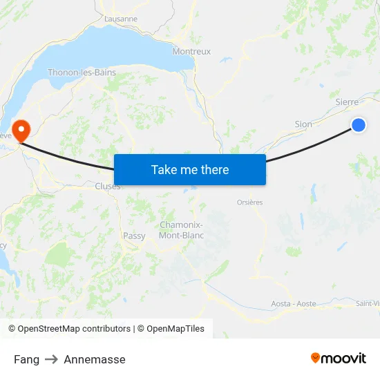Fang to Annemasse map