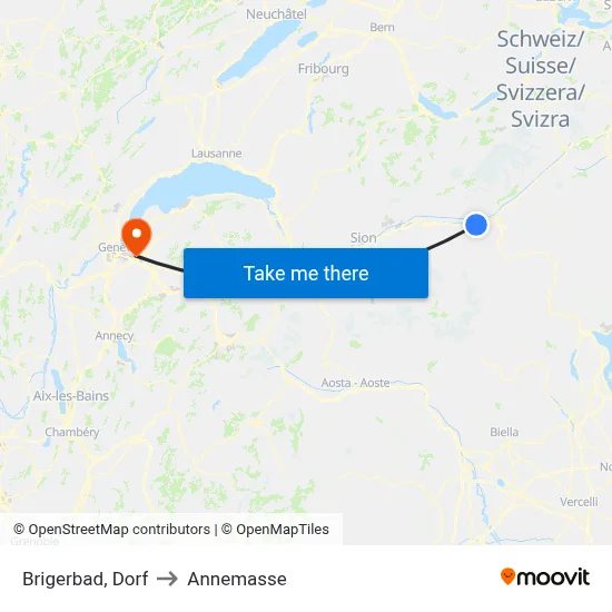 Brigerbad, Dorf to Annemasse map