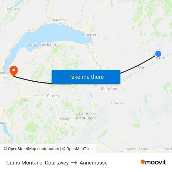 Crans-Montana, Courtavey to Annemasse map