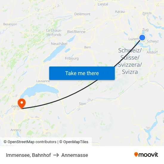 Immensee, Bahnhof to Annemasse map