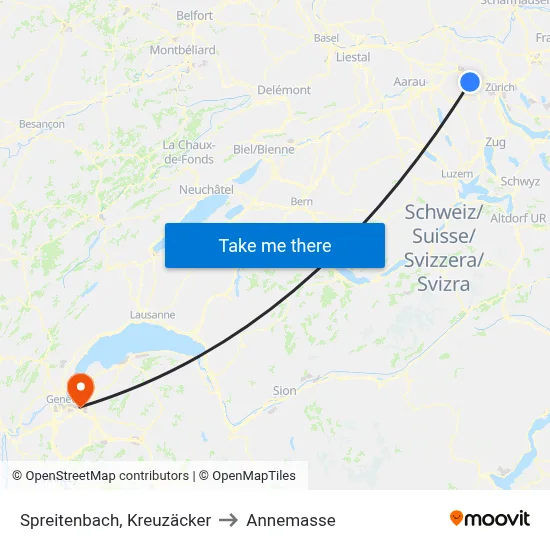 Spreitenbach, Kreuzäcker to Annemasse map