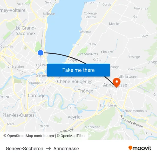 Genève-Sécheron to Annemasse map