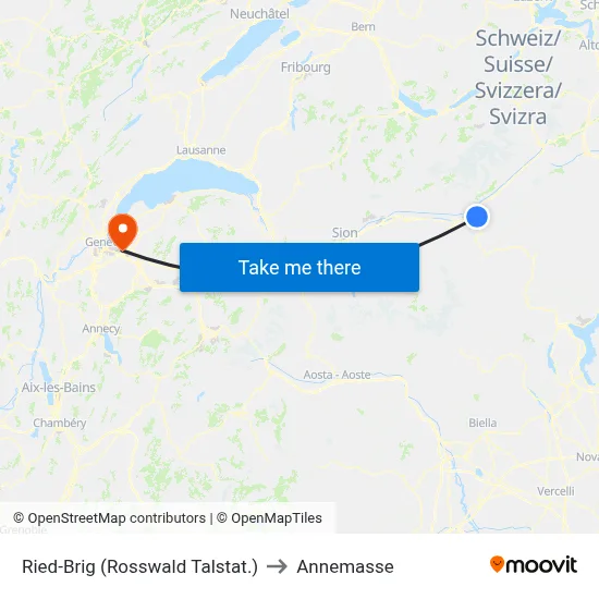 Ried-Brig (Rosswald Talstat.) to Annemasse map