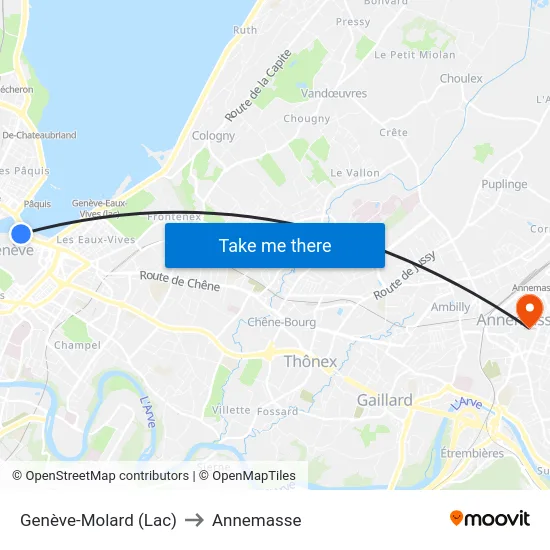 Genève-Molard (Lac) to Annemasse map
