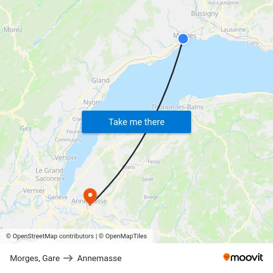 Morges, Gare to Annemasse map
