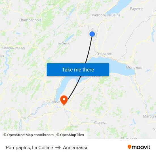 Pompaples, La Colline to Annemasse map