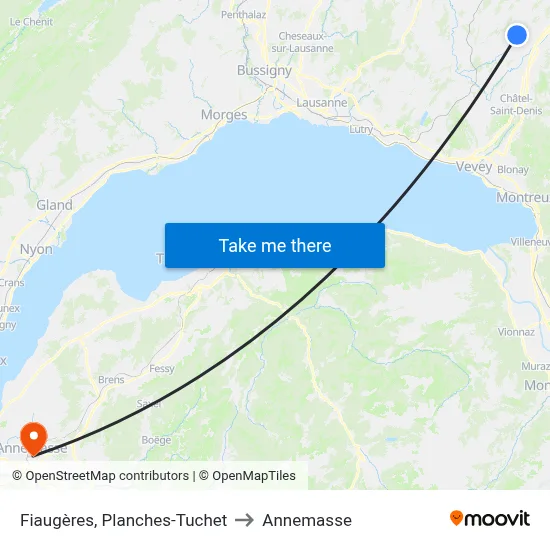 Fiaugères, Planches-Tuchet to Annemasse map