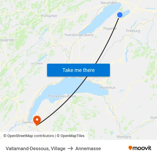 Vallamand-Dessous, Village to Annemasse map