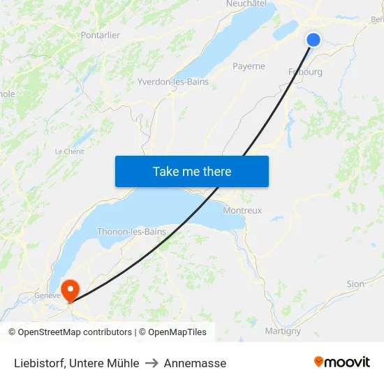 Liebistorf, Untere Mühle to Annemasse map