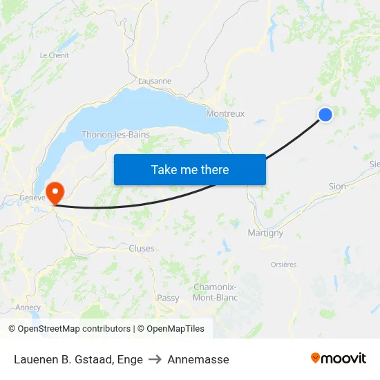 Lauenen B. Gstaad, Enge to Annemasse map