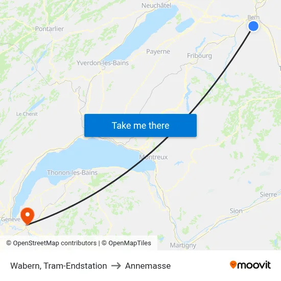 Wabern, Tram-Endstation to Annemasse map