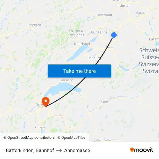 Bätterkinden, Bahnhof to Annemasse map