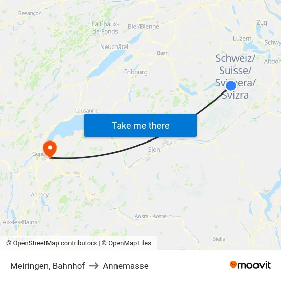 Meiringen, Bahnhof to Annemasse map