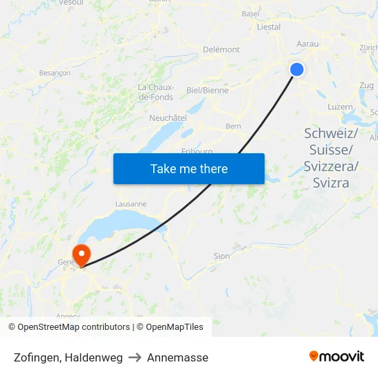 Zofingen, Haldenweg to Annemasse map