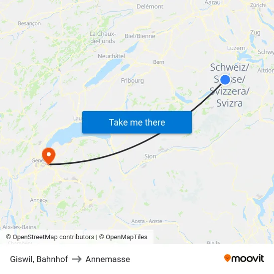 Giswil, Bahnhof to Annemasse map