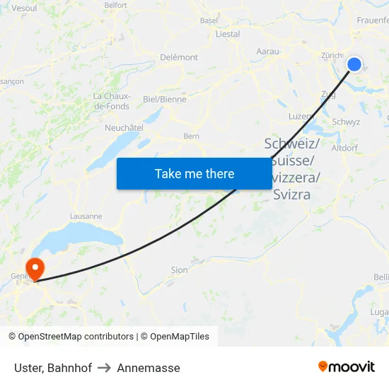 Uster, Bahnhof to Annemasse map