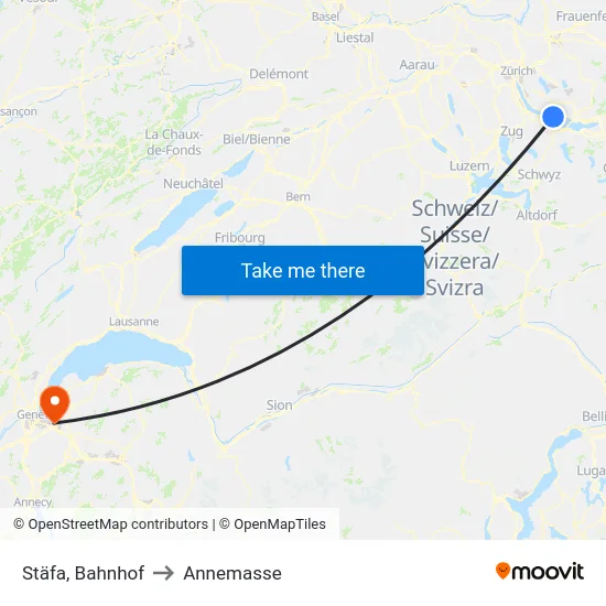 Stäfa, Bahnhof to Annemasse map