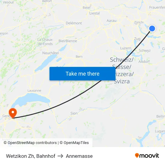 Wetzikon Zh, Bahnhof to Annemasse map
