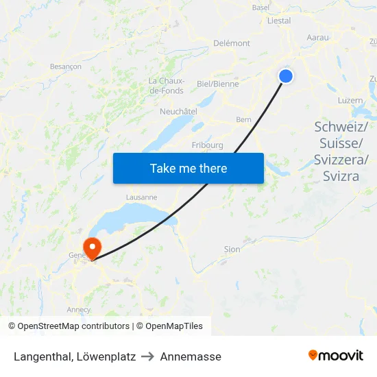 Langenthal, Löwenplatz to Annemasse map