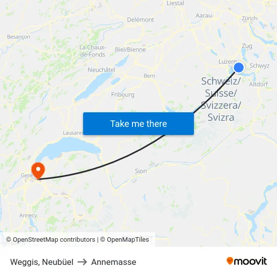 Weggis, Neubüel to Annemasse map