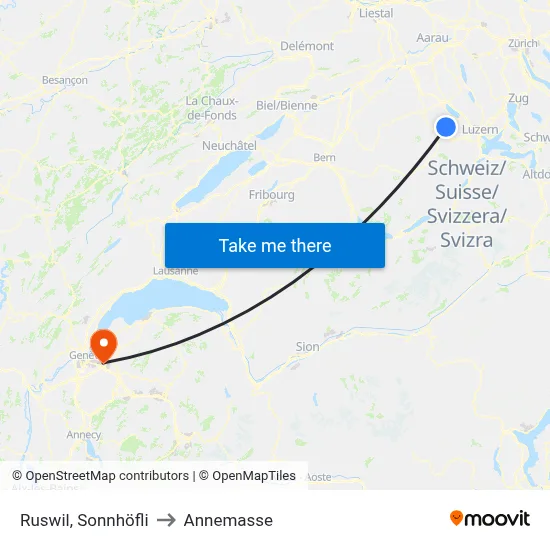 Ruswil, Sonnhöfli to Annemasse map