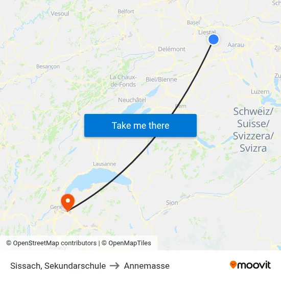 Sissach, Sekundarschule to Annemasse map