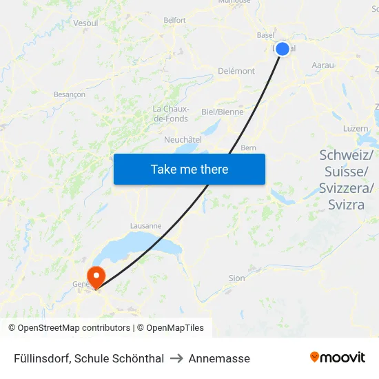 Füllinsdorf, Schule Schönthal to Annemasse map