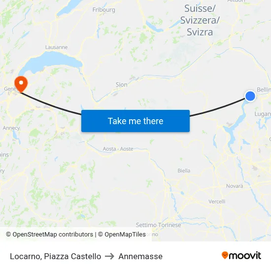 Locarno, Piazza Castello to Annemasse map