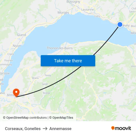 Corseaux, Gonelles to Annemasse map