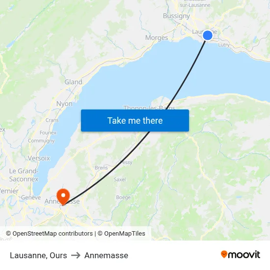 Lausanne, Ours to Annemasse map