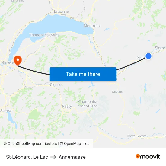 St-Léonard, Le Lac to Annemasse map
