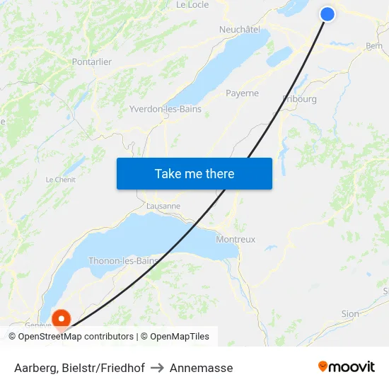 Aarberg, Bielstr/Friedhof to Annemasse map