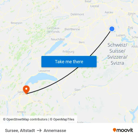 Sursee, Altstadt to Annemasse map