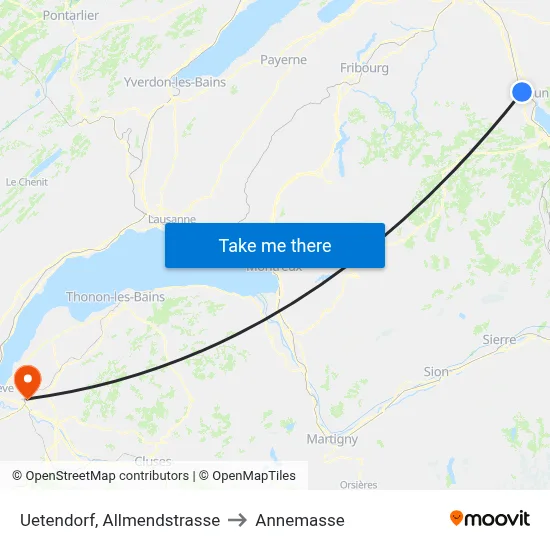 Uetendorf, Allmendstrasse to Annemasse map