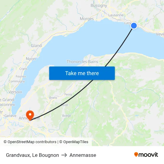 Grandvaux, Le Bougnon to Annemasse map