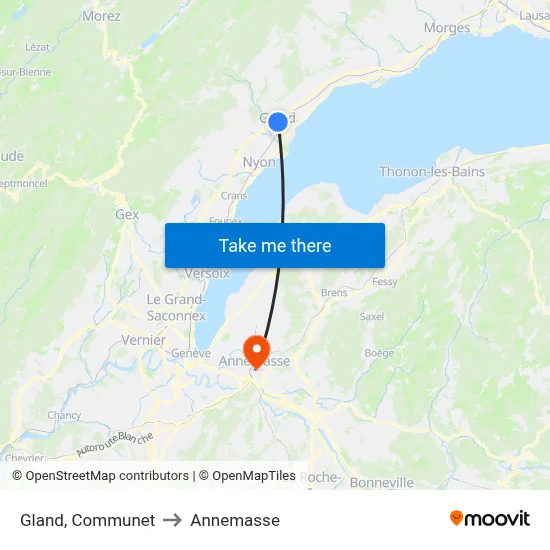 Gland, Communet to Annemasse map