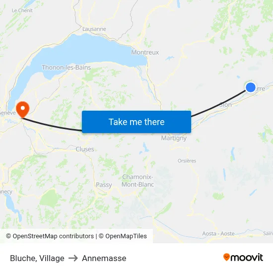 Bluche, Village to Annemasse map