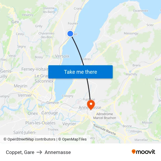 Coppet, Gare to Annemasse map