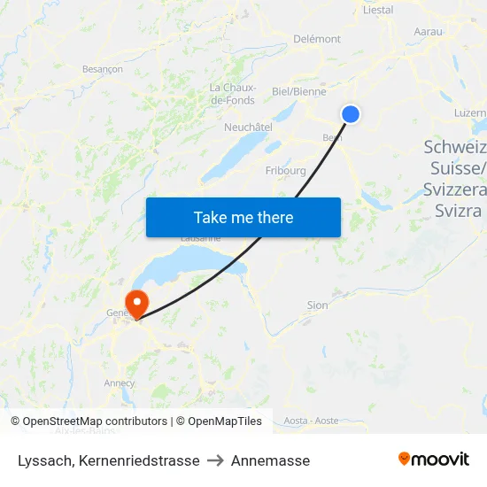 Lyssach, Kernenriedstrasse to Annemasse map