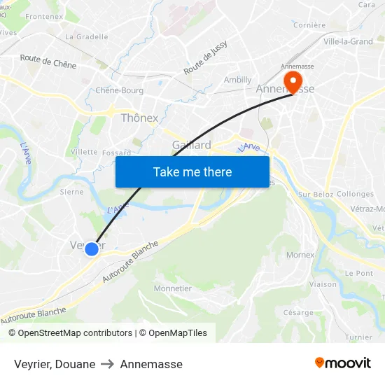 Veyrier, Douane to Annemasse map