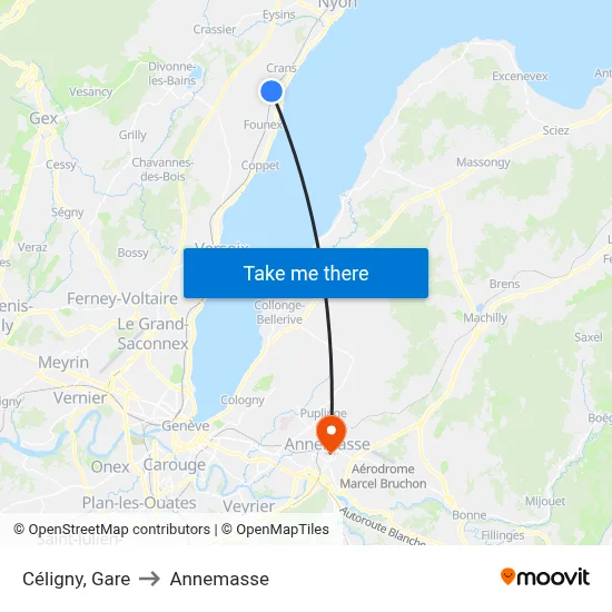 Céligny, Gare to Annemasse map