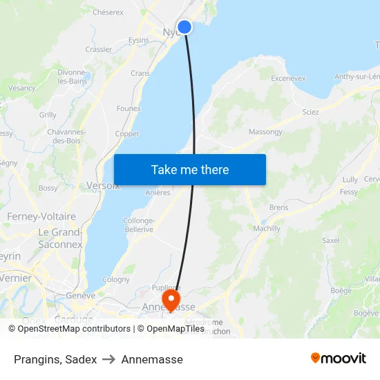 Prangins, Sadex to Annemasse map