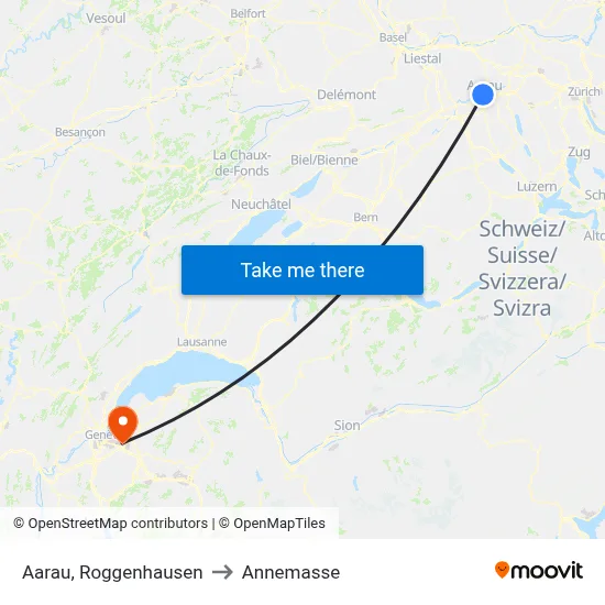 Aarau, Roggenhausen to Annemasse map