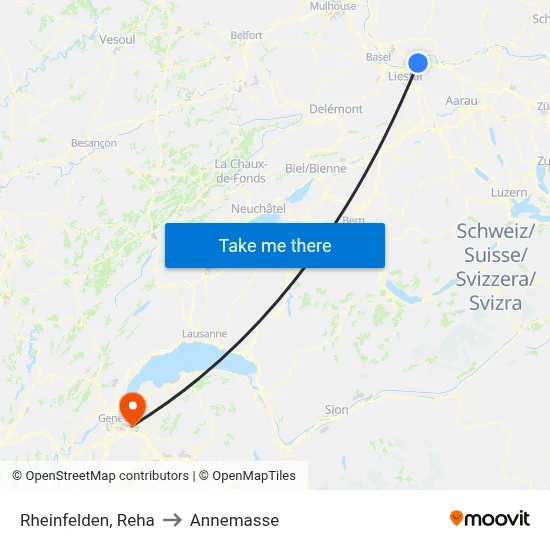 Rheinfelden, Reha to Annemasse map